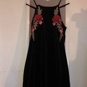 Black Dress with Floral Design